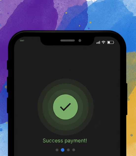 A smartphone screen displaying a payment success notification